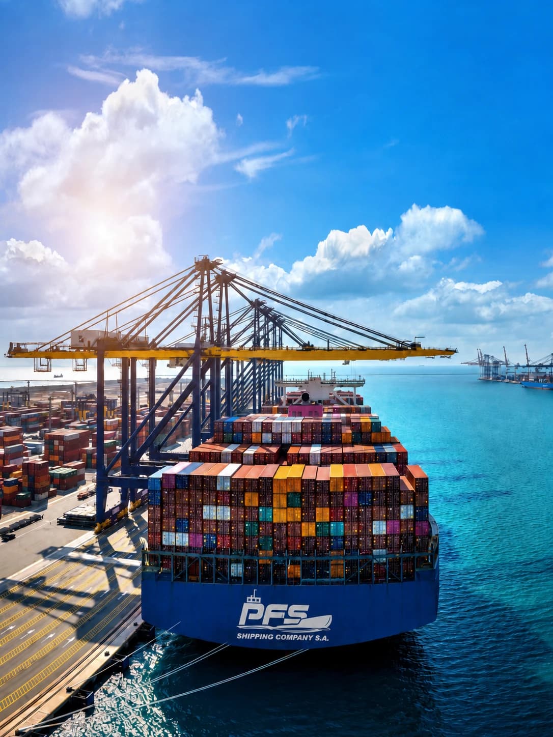Buque portacontenedores PFS Shipping Company en puerto